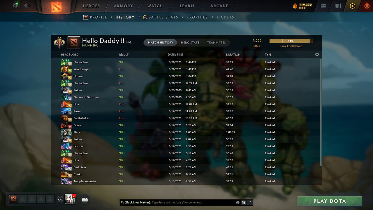 MMR: 3222 - Behavior: 11270 - Communication: 11270