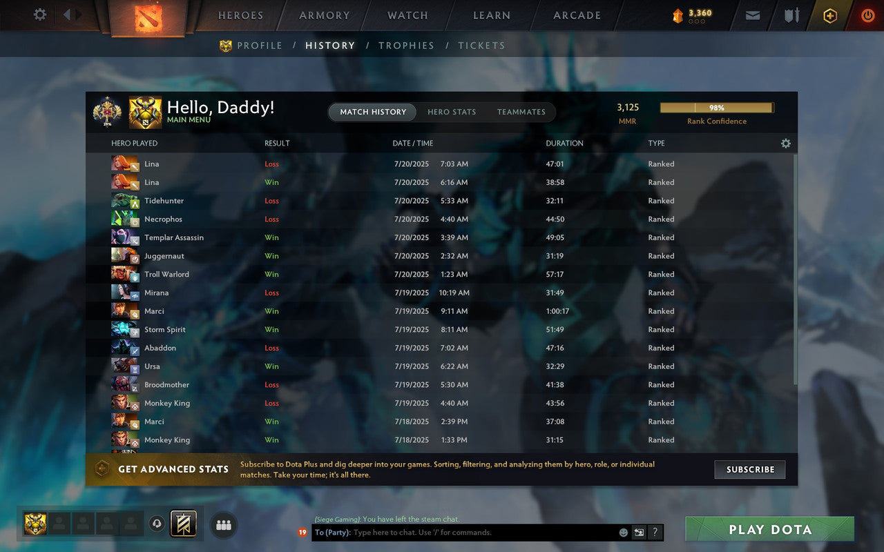 Legend I | MMR: 3125 - Behavior: 12000