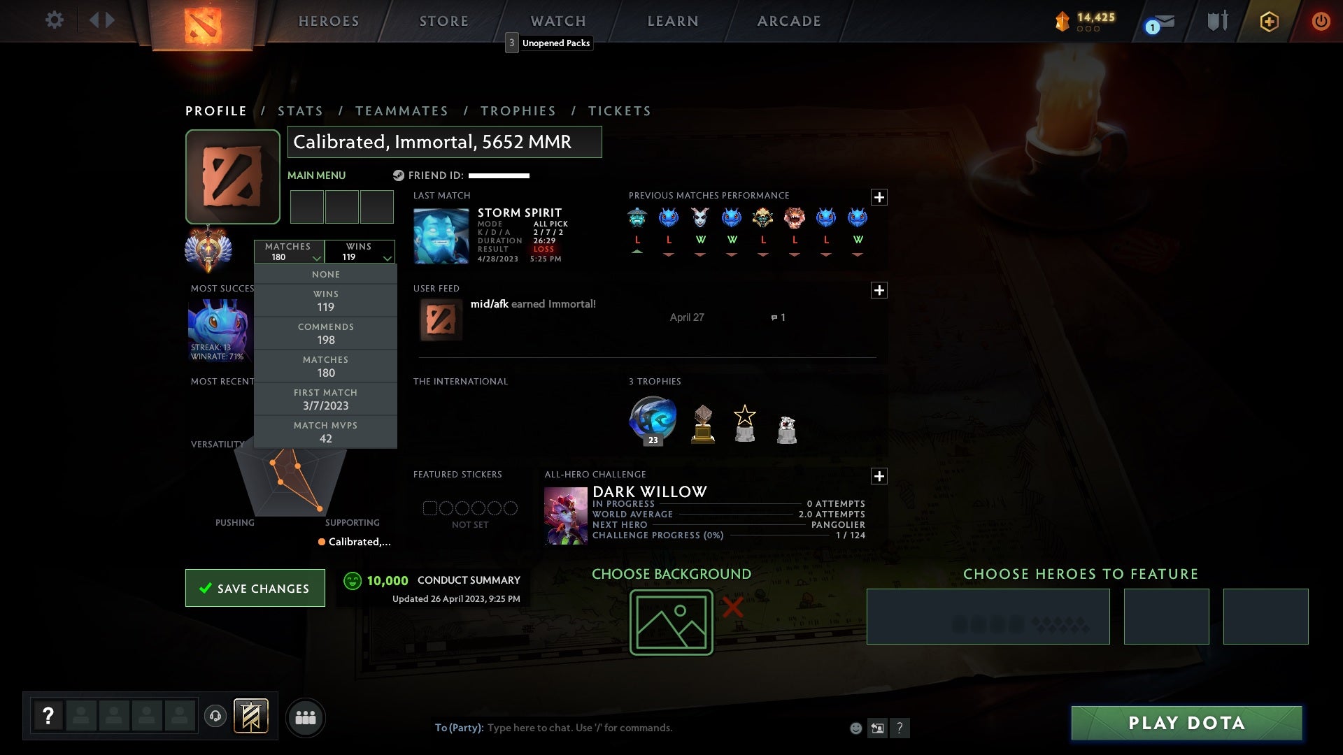 Immortal | MMR: 5652 - Behavior: 10000