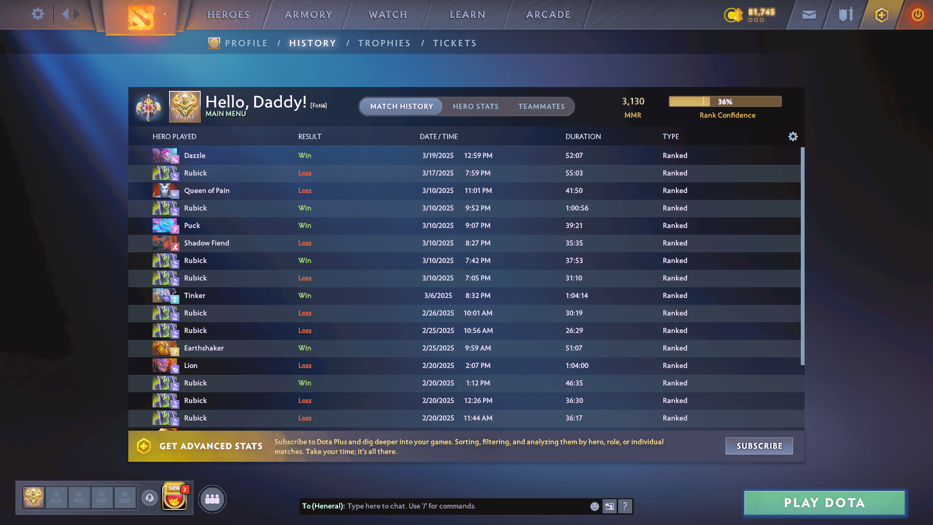 Legend I | MMR: 3130 - Behavior: 9825 - Communication: 9387