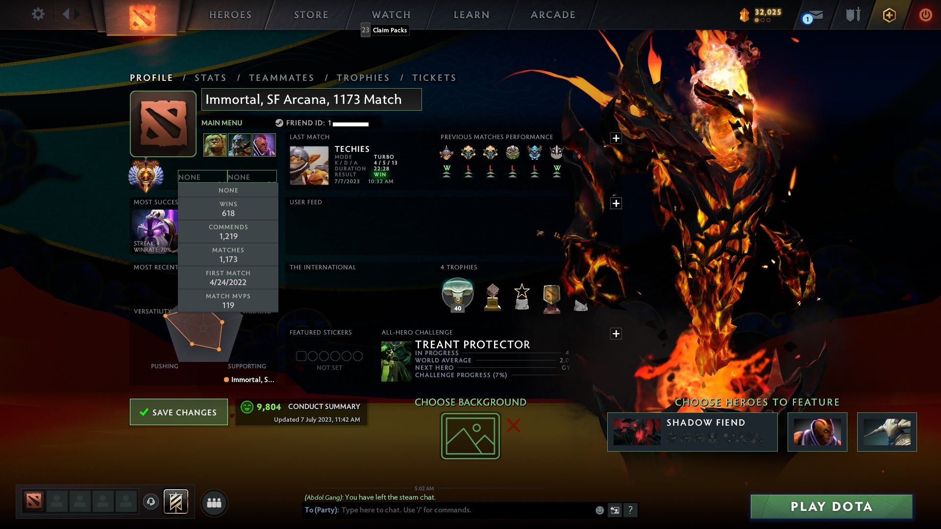 Immortal | MMR: 7034 - Behavior: 9804