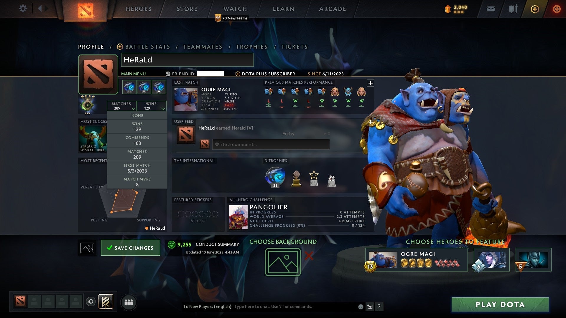 Herald IV | MMR: 541 - Behavior: 9255