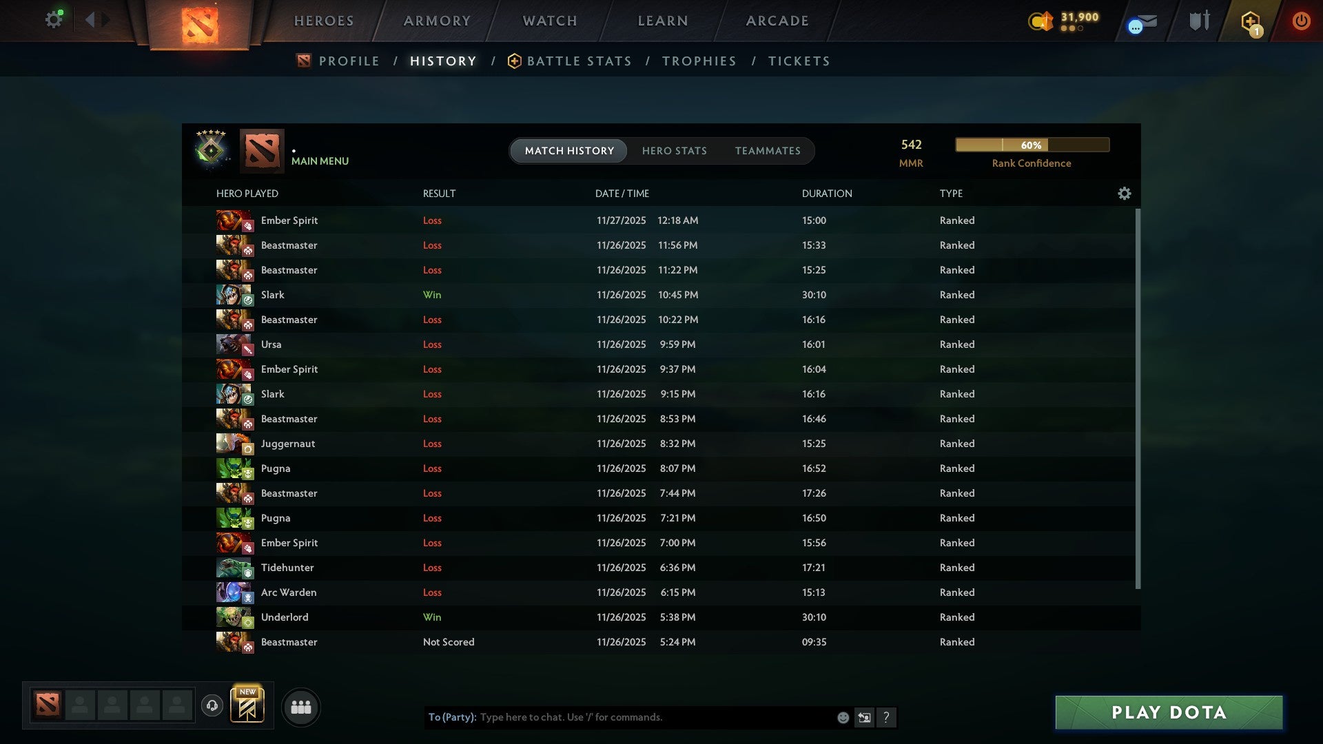 MMR: 542 - Behavior: 10733