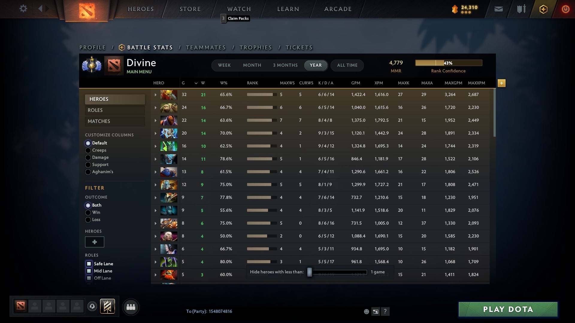 Divine I | MMR: 4779 - Behavior: 9715