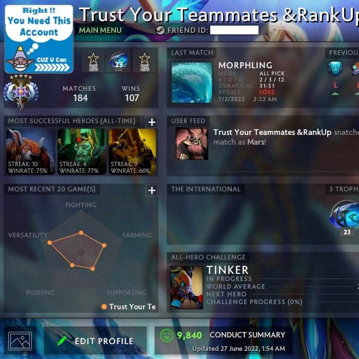 Ancient V | MMR: 4320 - Behavior: 9840