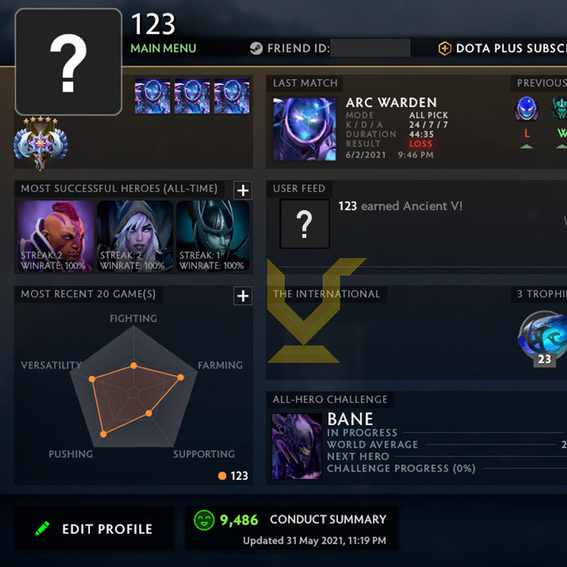 Ancient V | MMR: 4540 - Behavior: 9486