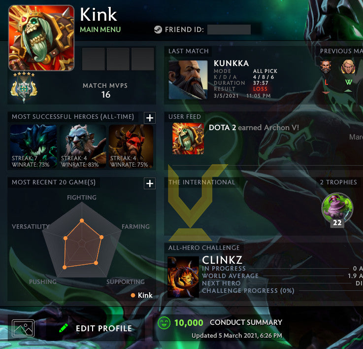 Archon V | MMR : 3060 - Behavior : 10000