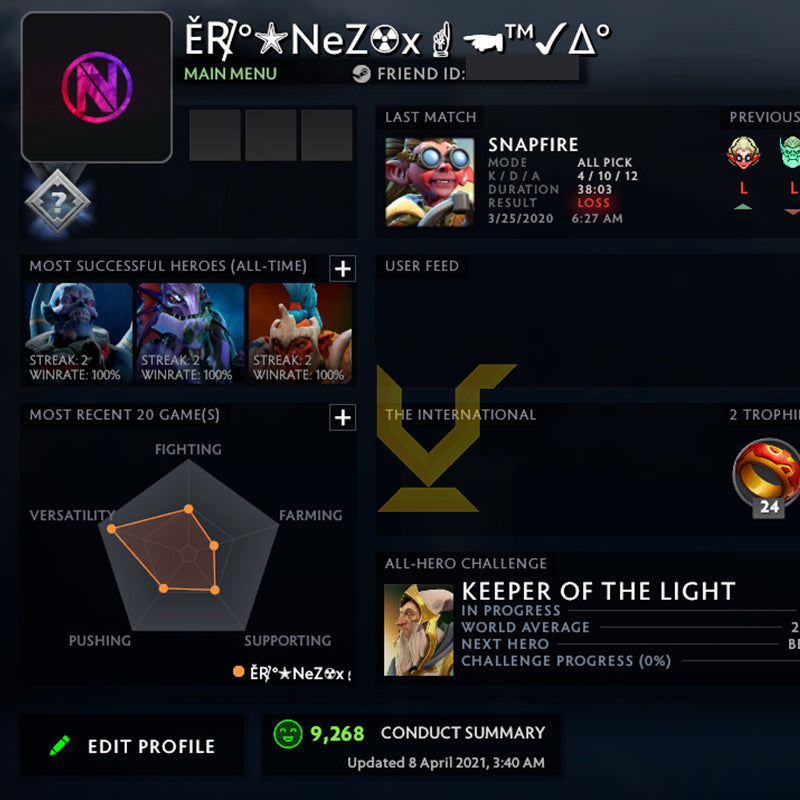 Not Calibrated | MMR: TBD - Behavior: 9268