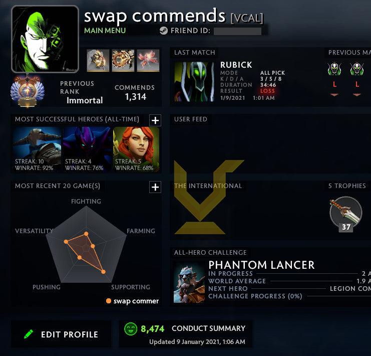 Immortel | MMR : 6390 - Comportement : 8474