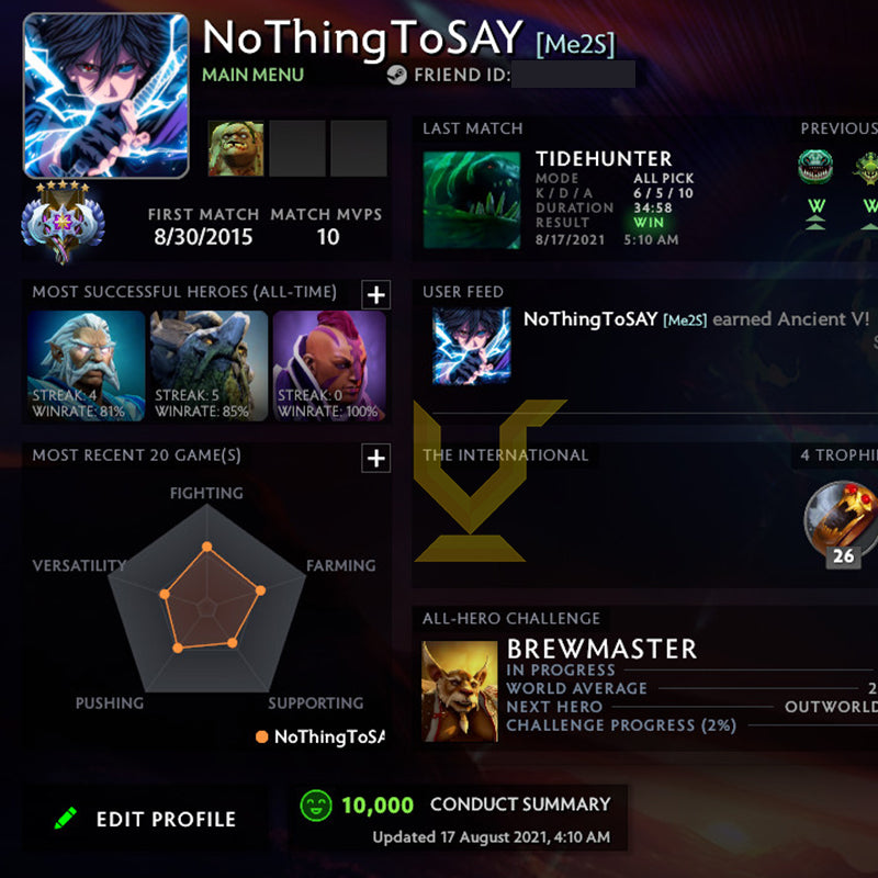 Ancient V | MMR: 4500 - Behavior: 10000