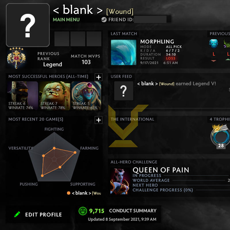 Légende V | MMR : 3660 - Comportement : 9715