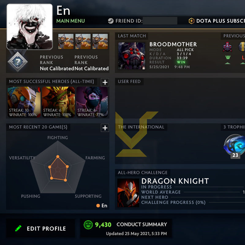 Not Calibrated | MMR: TBD - Behavior: 9430