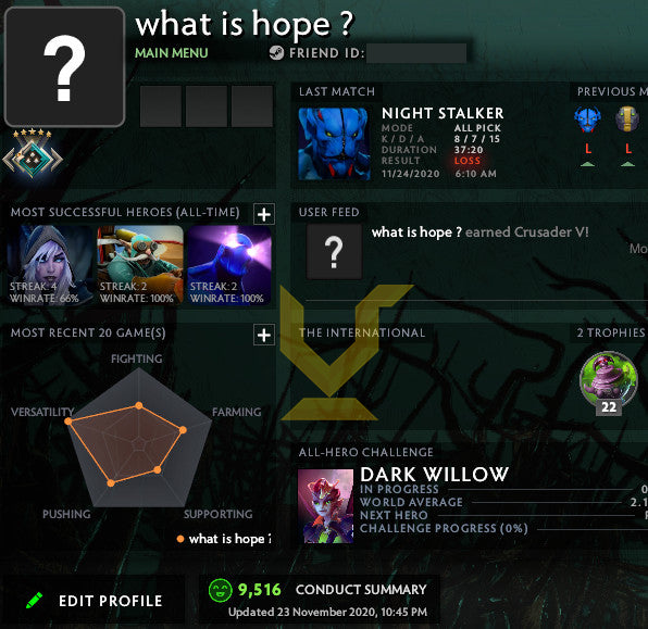 Croisé V | MMR : 2200 - Comportement : 9516