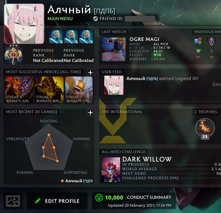 Legend III | MMR : 3450 - Behavior : 10000