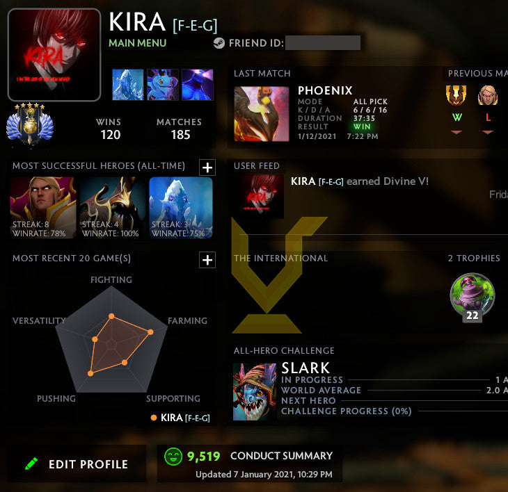 Divine V | MMR : 5550 - Behavior : 9519