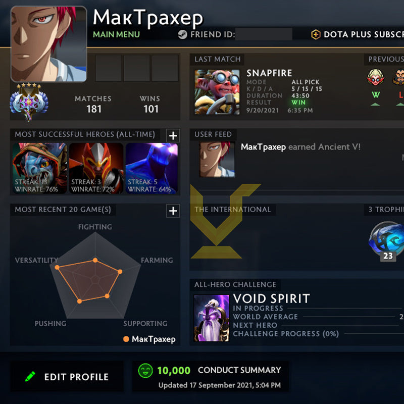 Ancient V | MMR: 4520 - Behavior: 10000