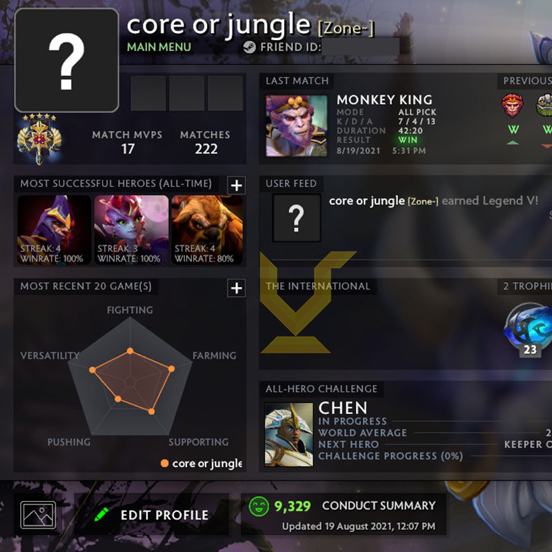 Legend V | MMR: 3740 - Behavior: 9329