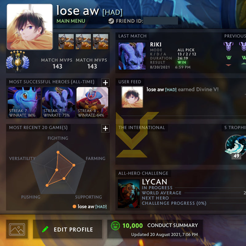 Divin V | MMR : 5600 - Comportement : 10000