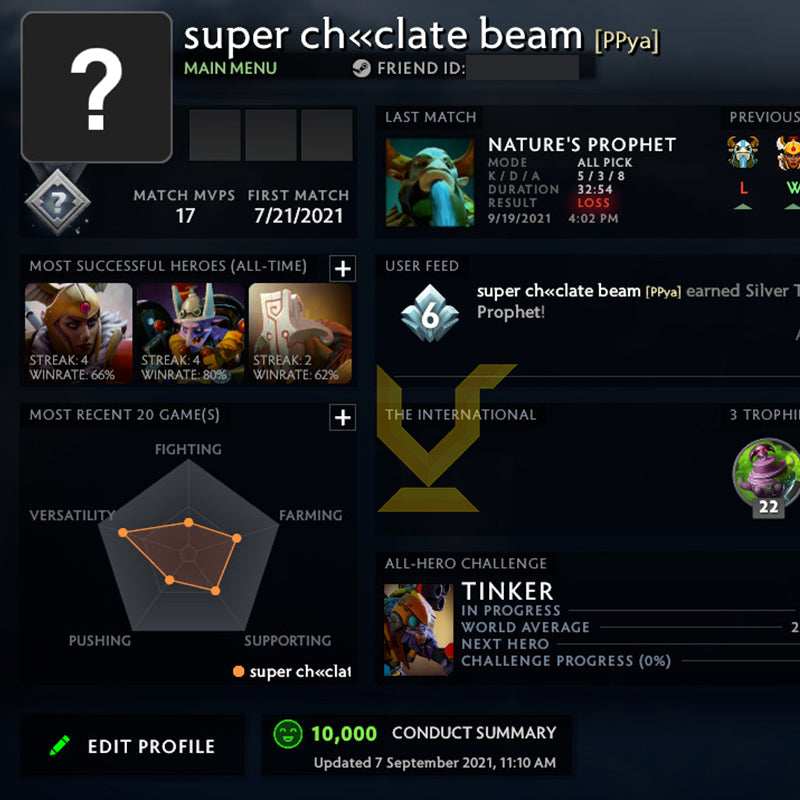 Not Calibrated | MMR: TBD - Behavior: 10000