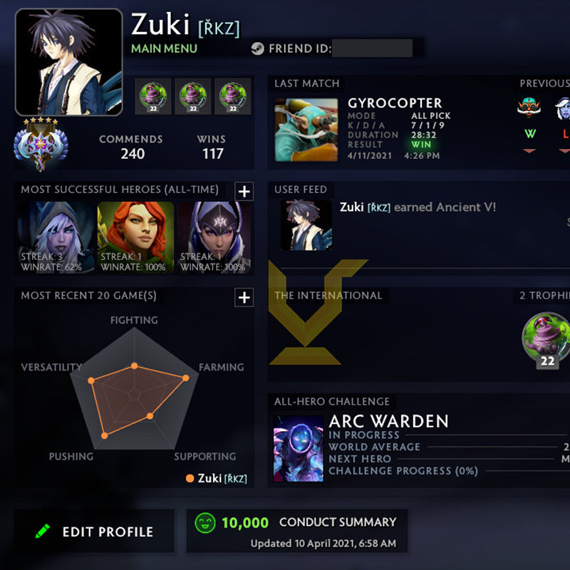 Ancient V | MMR: 4590 - Behavior: 10000