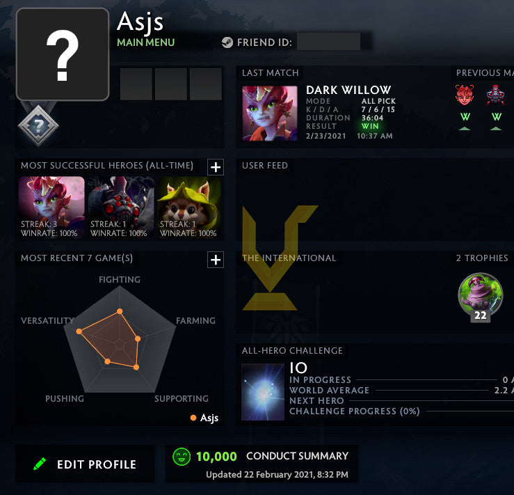 Not Calibrated | MMR : TBD - Behavior : 10000