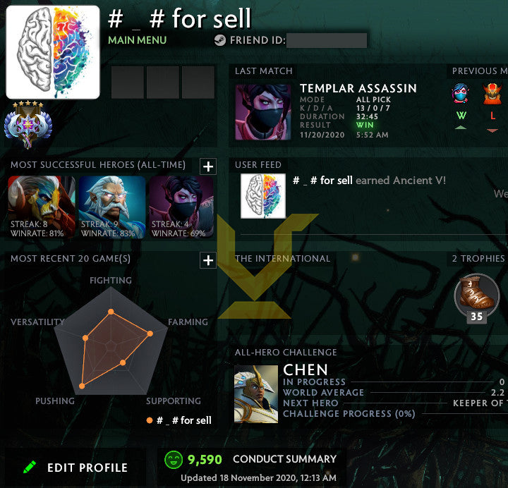 Ancient V | MMR: 4600 - Behavior : 9000