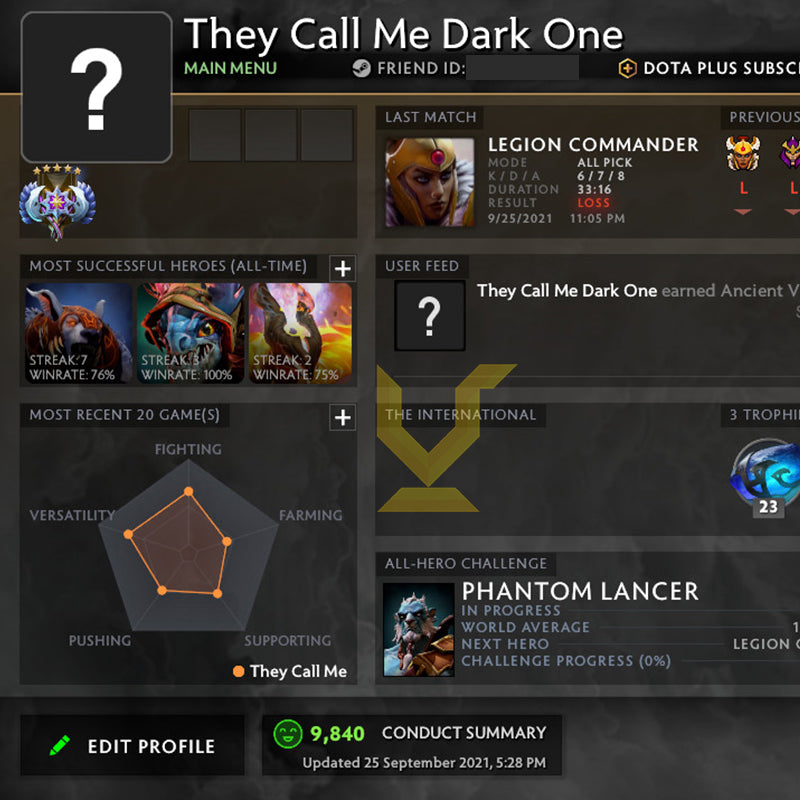 Ancient V | MMR: 4520 - Behavior: 9840