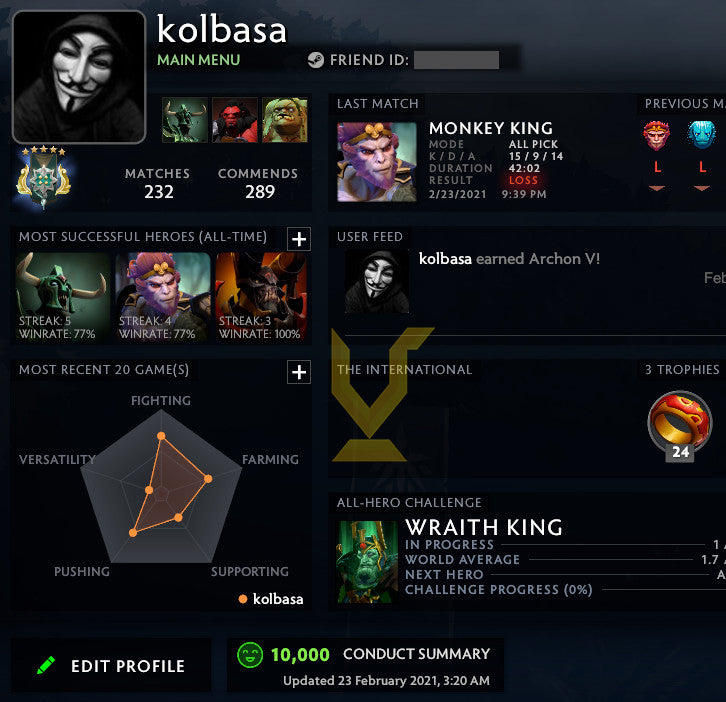 Archon V | MMR : 3010 - Behavior : 10000