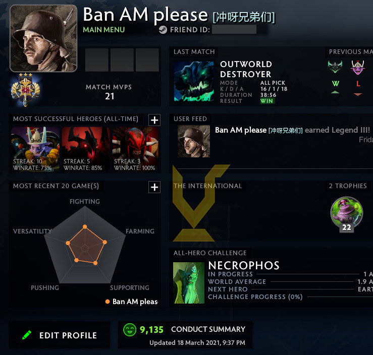 Legend III | MMR: 3420 - Behavior: 9135