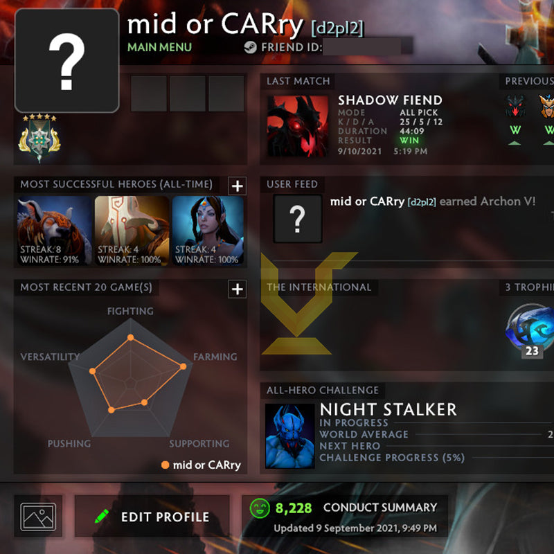 Archon V | MMR: 3010 - Behavior: 8228