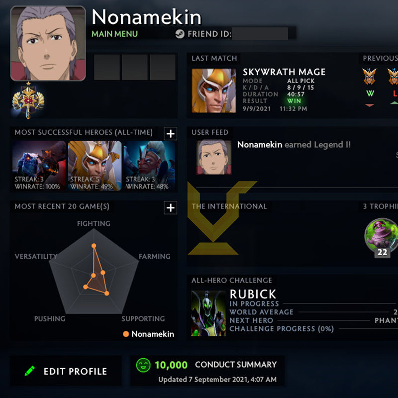 Legend I | MMR: 3210 - Behavior: 10000