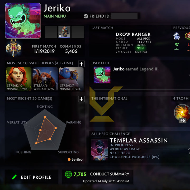 Legend II | MMR: 3270 - Behavior: 7705