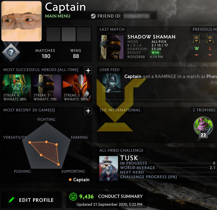 Not Calibrated | MMR: TBD - Behavior: 9436