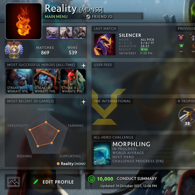 Immortel | MMR : 7020 - Comportement : 10000