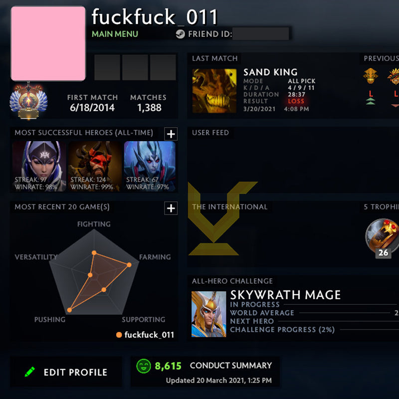 Immortel | MMR : 5780 - Comportement : 8615