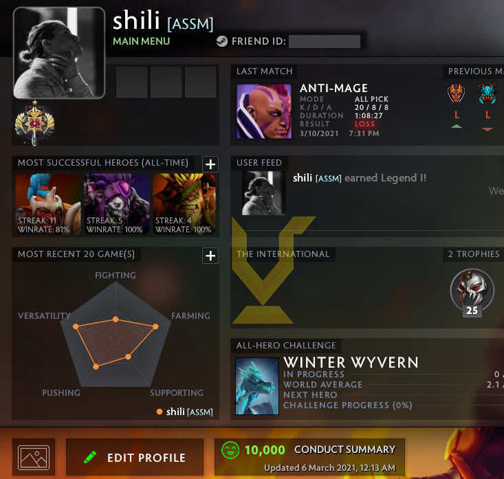 Legend I | MMR : 3200 - Behavior : 10000