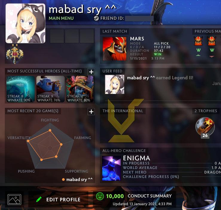 Legend II | MMR : 3310 - Behavior : 10000