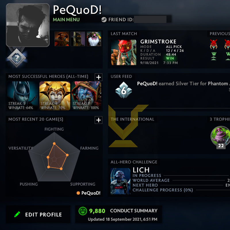 Not Calibrated | MMR: TBD - Behavior: 9880