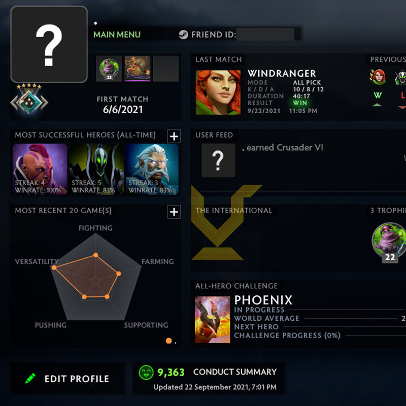 Crusader V | MMR: 2290 - Behavior: 9363