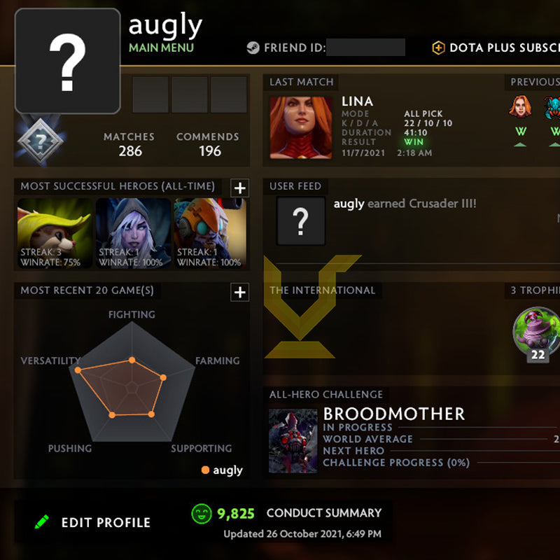 Not Calibrated | MMR: TBD - Behavior: 9825