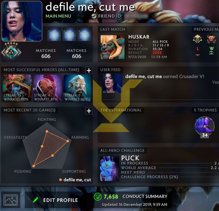 Croisé V | MMR : 2200 - Comportement : 7658