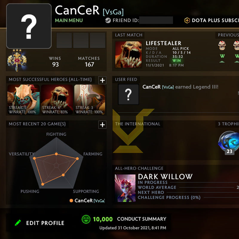 Legend III | MMR: 3510 - Behavior: 10000