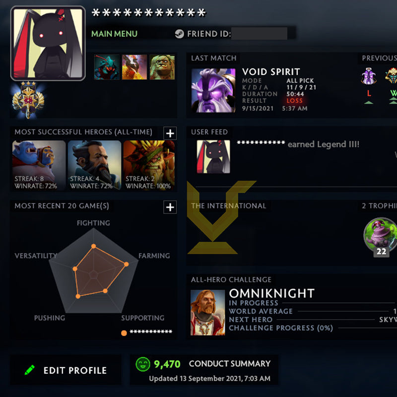 Légende III | MMR : 3500 - Comportement : 9470