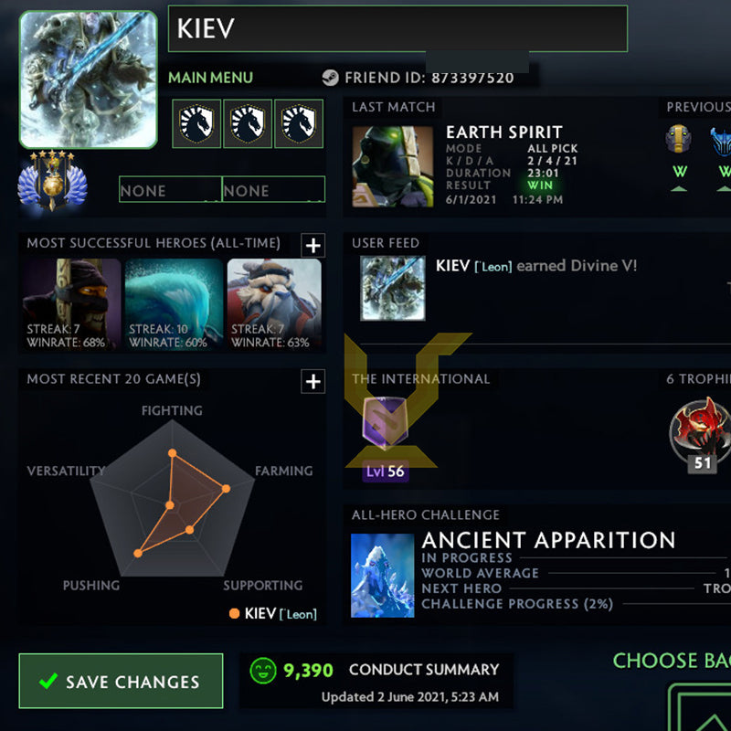 Divine V | MMR: 5480 - Behavior: 9390