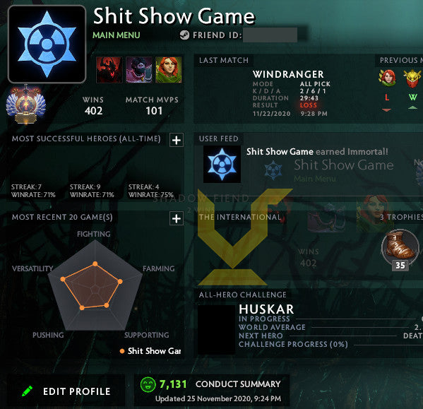 Immortel | MMR : 5960 - Comportement : 7131