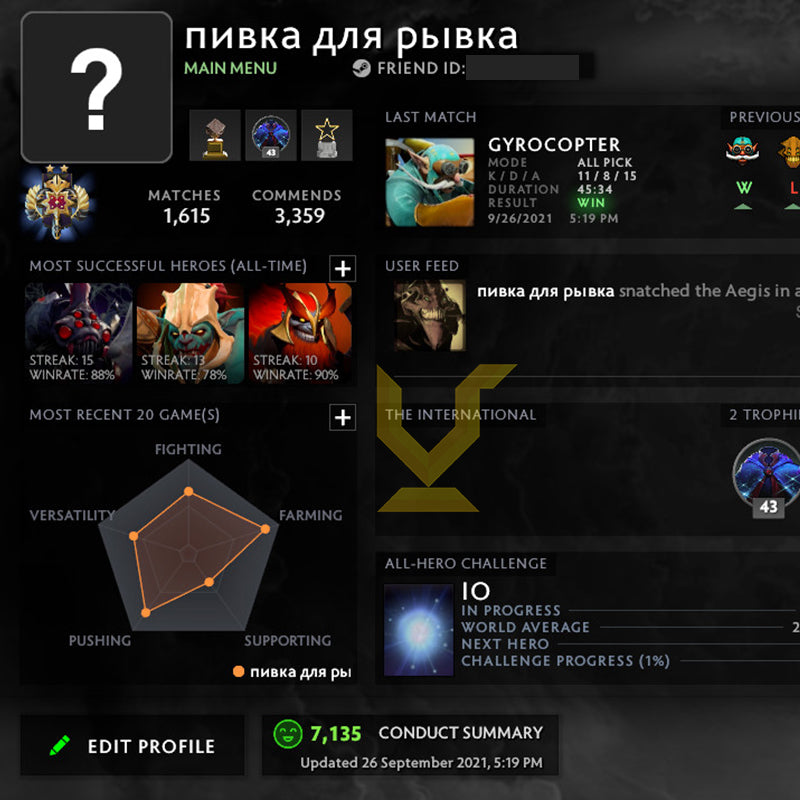 Legend II | MMR: 3320 - Behavior: 7135