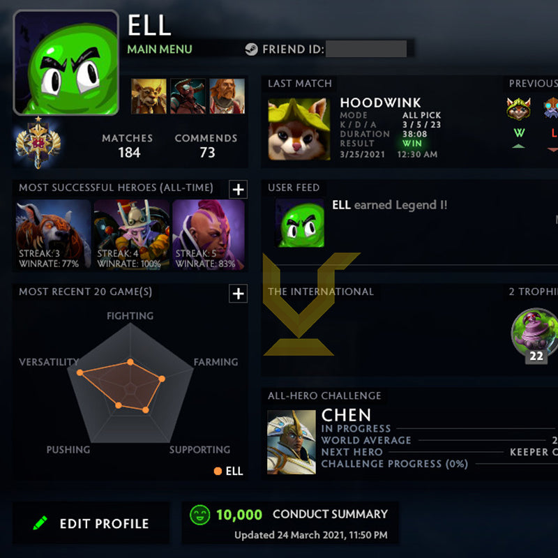 Légende I | MMR : 3220 - Comportement : 10000