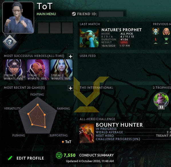 Not Calibrated | MMR: TBD - Behavior : 7550