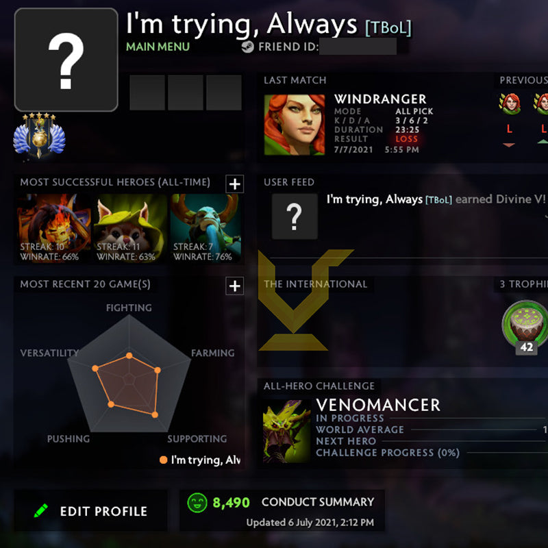 Divine V | MMR: 5230 - Behavior: 8490