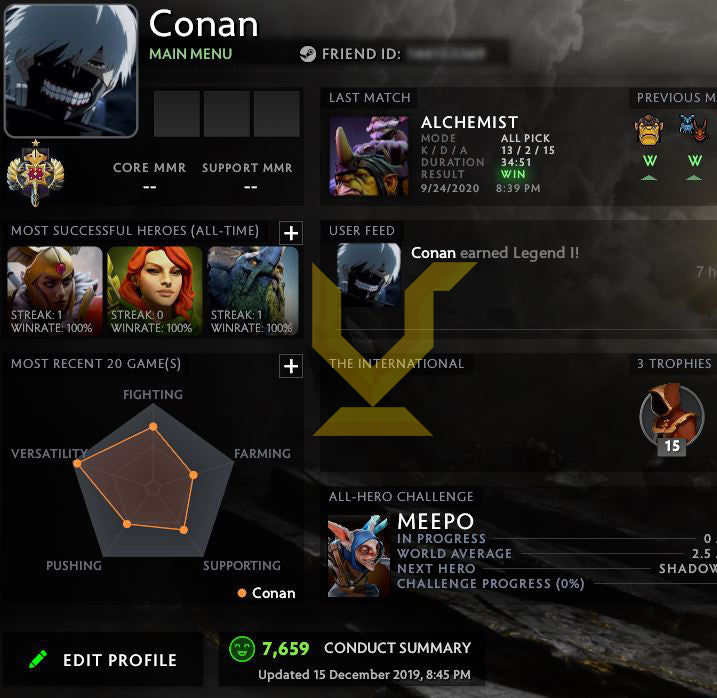 Légende I | MMR : 3080 - Comportement : 7659